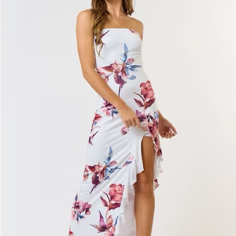 Strapless Floral Dress